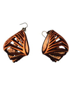 Handcrafted Genuine Leather Oval Sculpted Earrings - Image 2