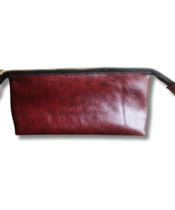 LeerLief Genuine Leather Make-Up Bag – Brown Cosmetic Pouch with Metal Zip, Handcrafted Finish - Image 2
